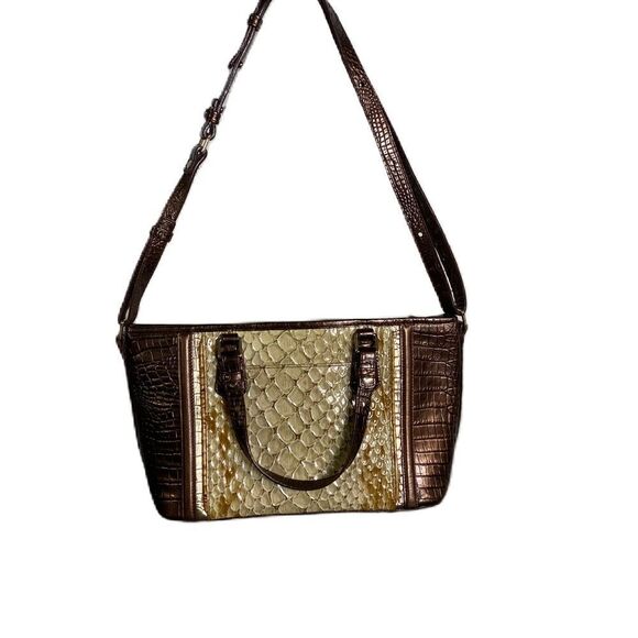 #165 BRAHMIN Champagne & Bronze Bag - Picture 3 of 13